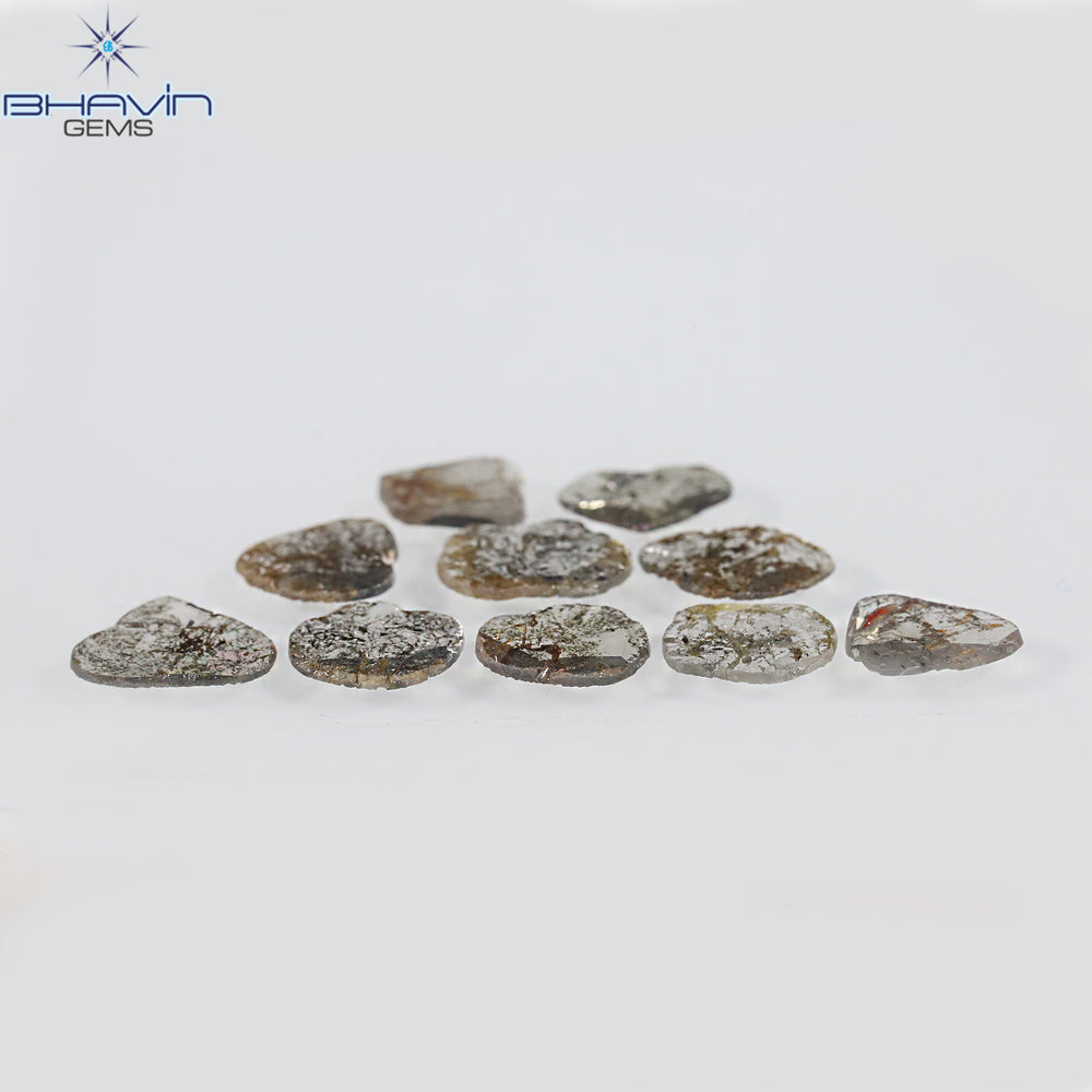 3.20 CT (10 Pcs) Slice Shape Natural Diamond Salt And Pepper Color I3 Clarity (5.94 MM)