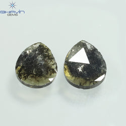 1.89 CT/2 Pcs Slice Shape Natural Diamond Salt And Pepper Color I3 Clarity (10.38 MM)