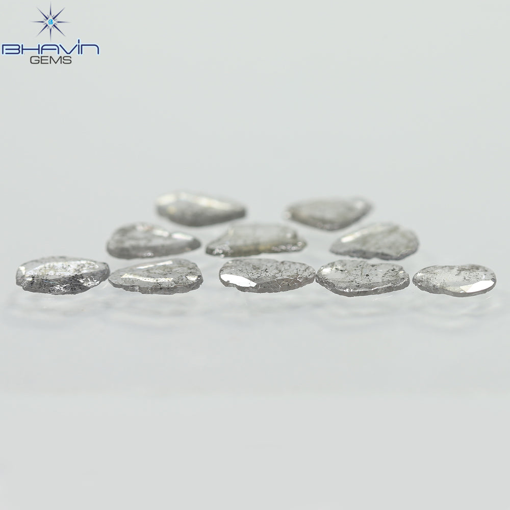 2.05 CT/10 Pcs Slice Shape Natural Diamond Salt And Pepper Color I3 Clarity (6.46 MM)