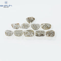 2.23 CT/7 ピース スライス形状 天然ダイヤモンド ソルト アンド ペッパー カラー I3 クラリティ (9.06 MM)