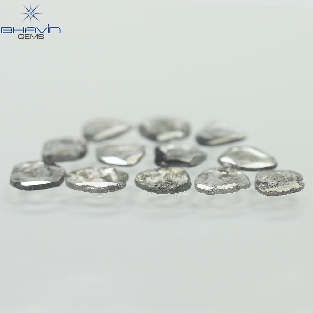 2.15 CT/12 Pcs Slice Shape Natural Diamond Salt And Pepper Color I3 Clarity (6.10 MM)