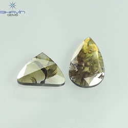 1.26 CT/2 Pcs Slice Shape Natural Diamond Brown Color I3 Clarity (11.95 MM)