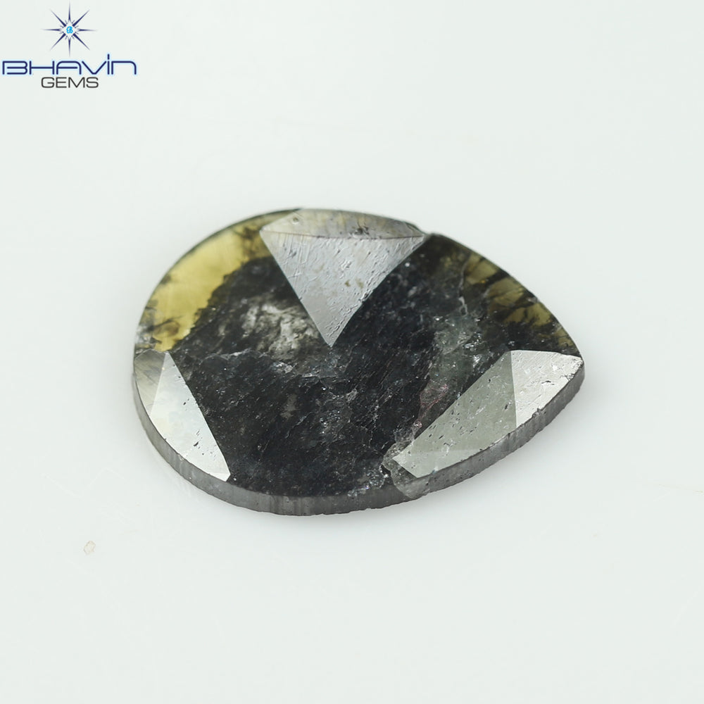 1.41 CT Pear Slice Shape Natural Diamond Brown-Green Color I3 Clarity (11.95 MM)