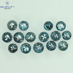 2.38 CT/15 Pcs Enhanced Round Rose Cut Shape Blue Color Natural Loose Diamond I3 Clarity (3.35 MM)