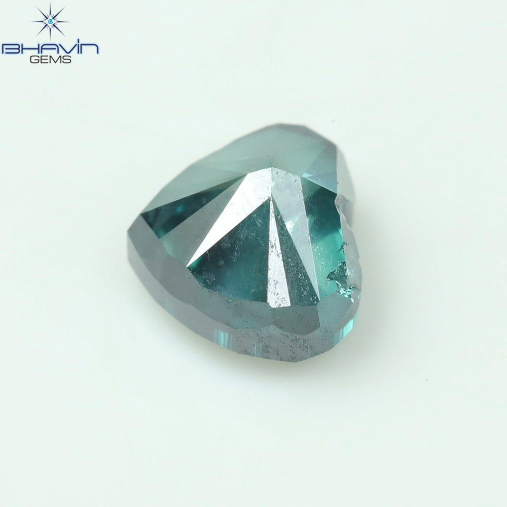 0.49 CT Enhanced Heart Shape Natural Loose Diamond Bluish Green Color SI1 Clarity (4.12 MM)
