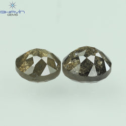 0.55 CT/2 Pcs Round Rose Cut Shape Natural Loose Diamond Salt And Pepper Color I3 Clarity (3.88 MM)