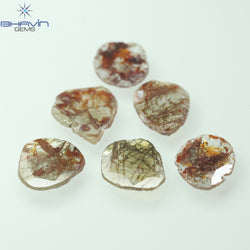 2.85 CT/6 Pcs Slice Shape Natural Loose Diamond Brown Color I3 Clarity (9.24 MM)