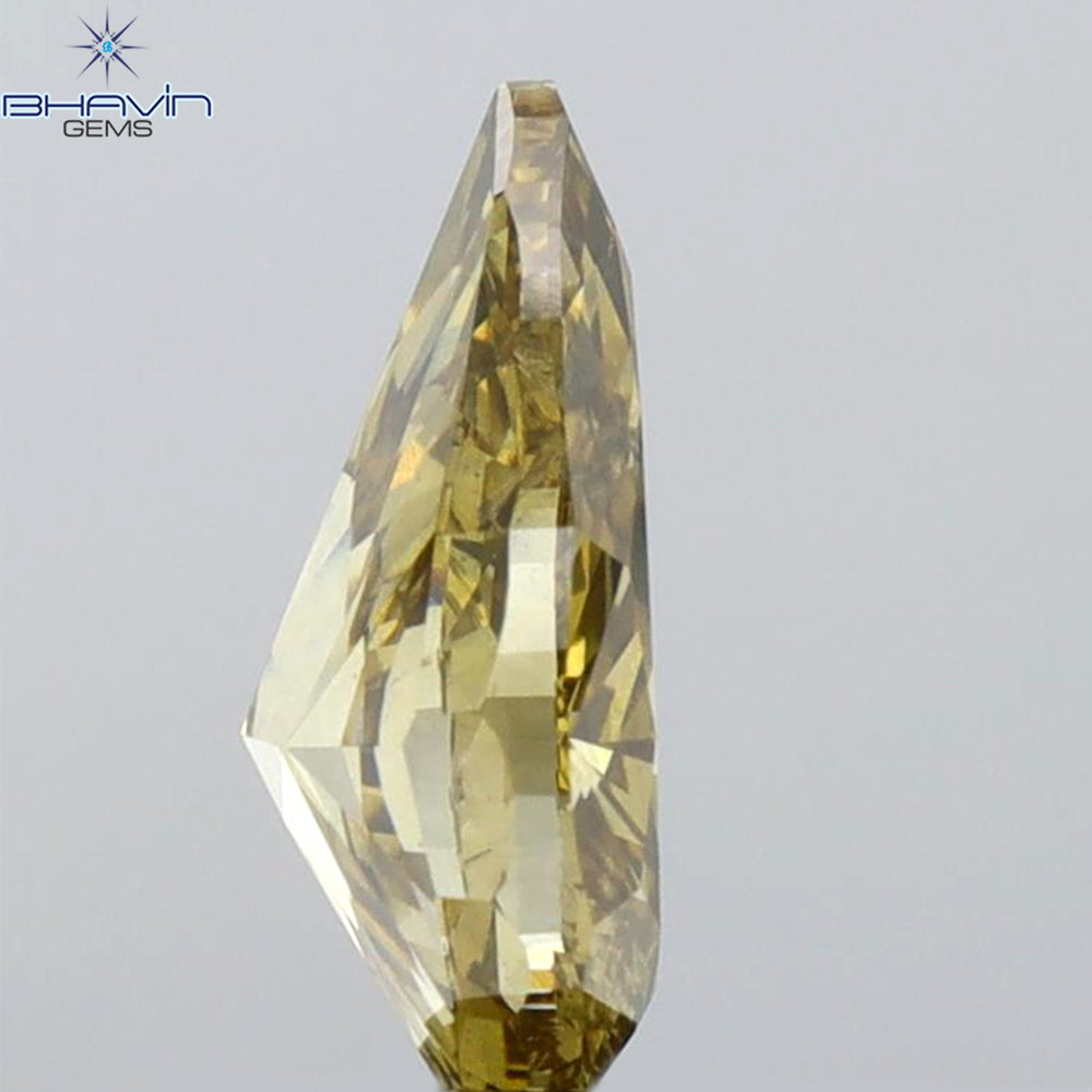 1.51 CT Pear Shape Natural Diamond Green Yellow (Chameleon) Color SI2 Clarity (9.64 MM)