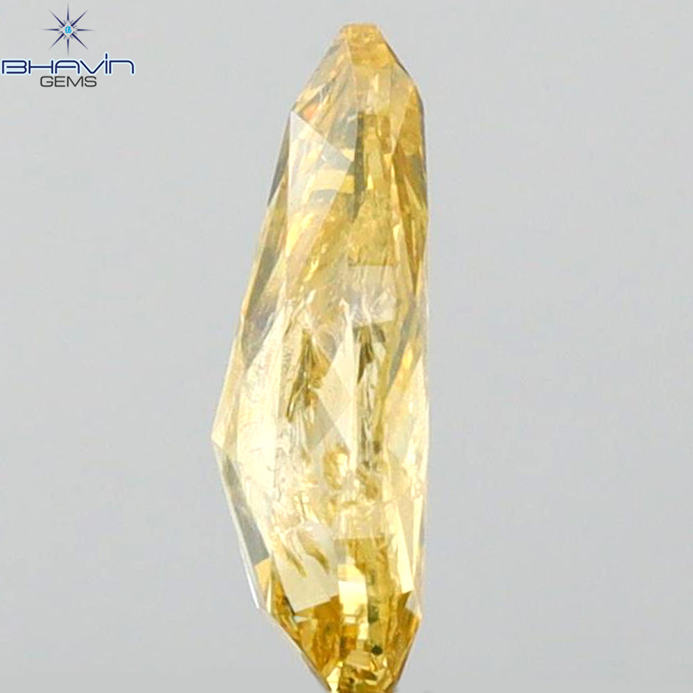 0.63 CT Pear Shape Natural Loose Diamond Yellow Orange Color I3 Clarity (7.53 MM)