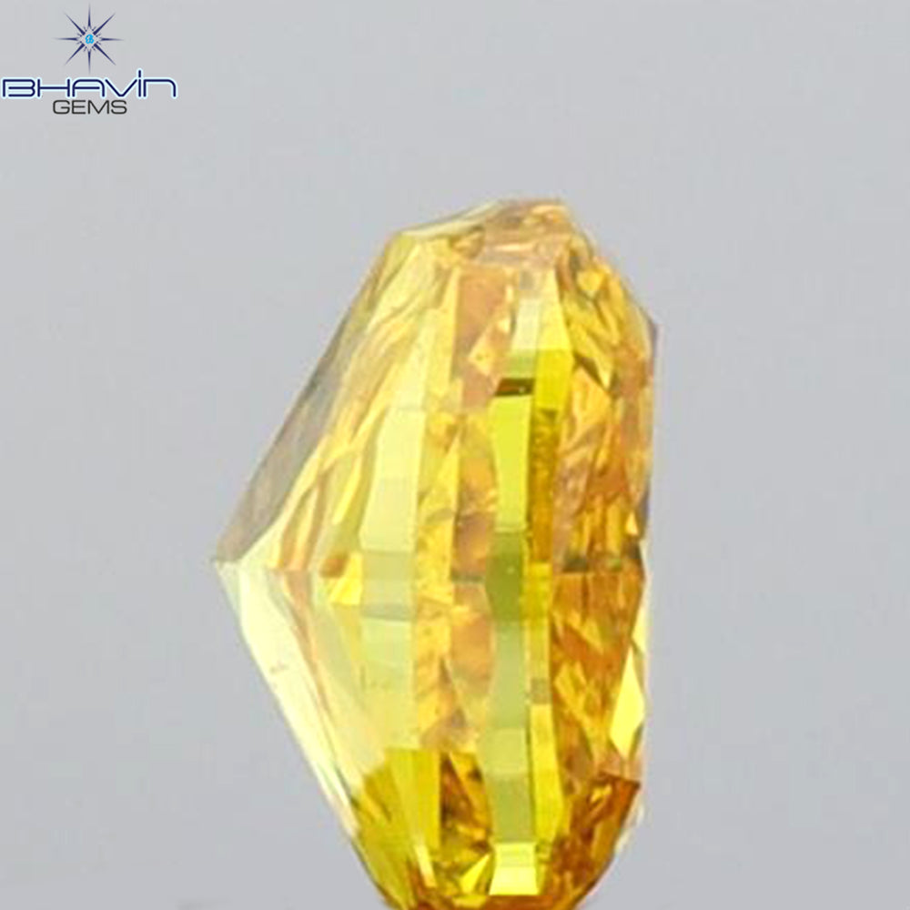 GIA Certified 0.25 CT Cushion Diamond Orange Yellow Color Natural Diamond SI1 Clarity (3.73 MM)