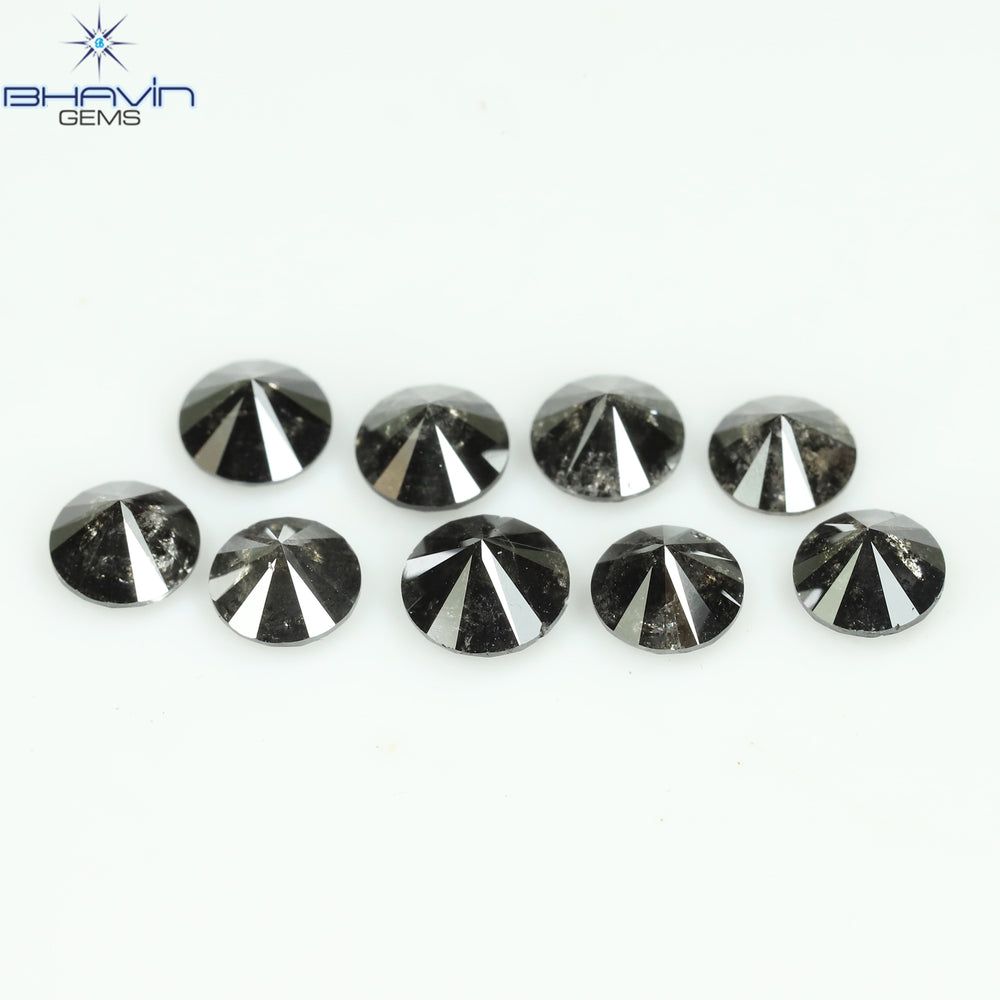 2.69 CT/9 Pcs Round Shape Natural Loose Diamond Salt And pepper Color I3 Clarity (4.25 MM)