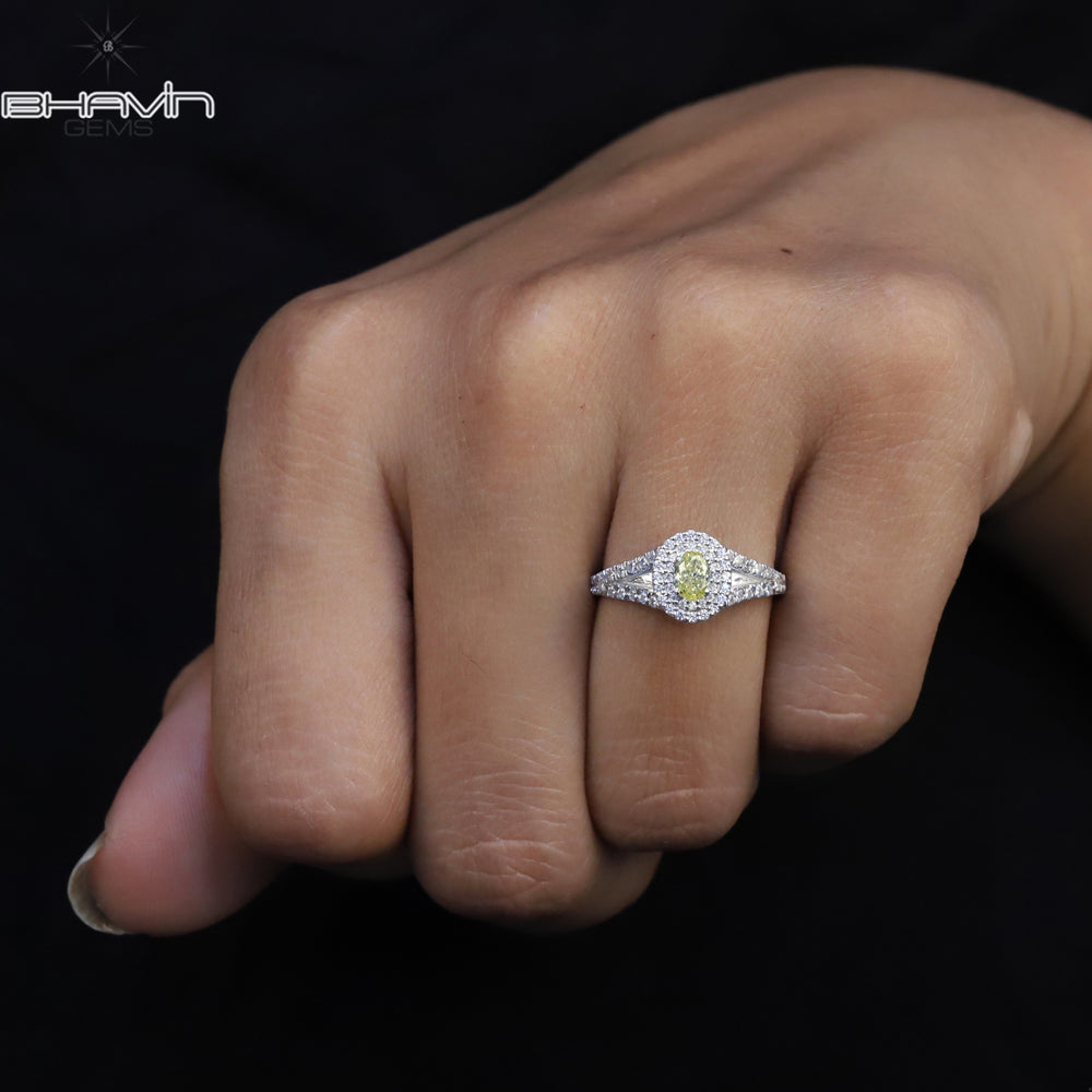 Oval Diamond Natural Diamond Ring Yellow Color Gold Ring Engagement Ring