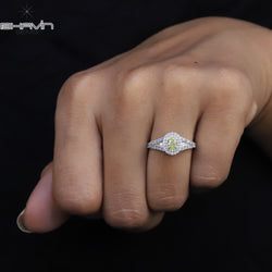 Oval Diamond Natural Diamond Ring Yellow Color Gold Ring Engagement Ring