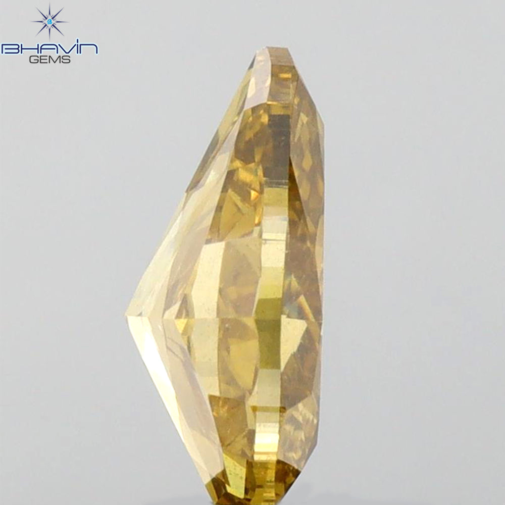 GIA Certified 2.10 CT Pear Natural Diamond Brown-Yellow Color I1 Clarity (10.26 MM)
