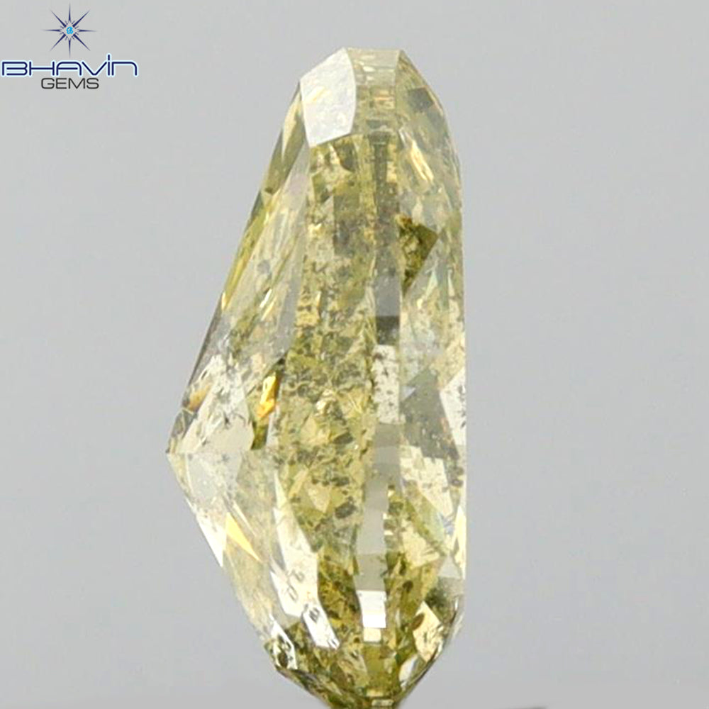 1.01 CT Pear Shape Natural Diamond Greenish Yellow Color I2 Clarity (7.80 MM)