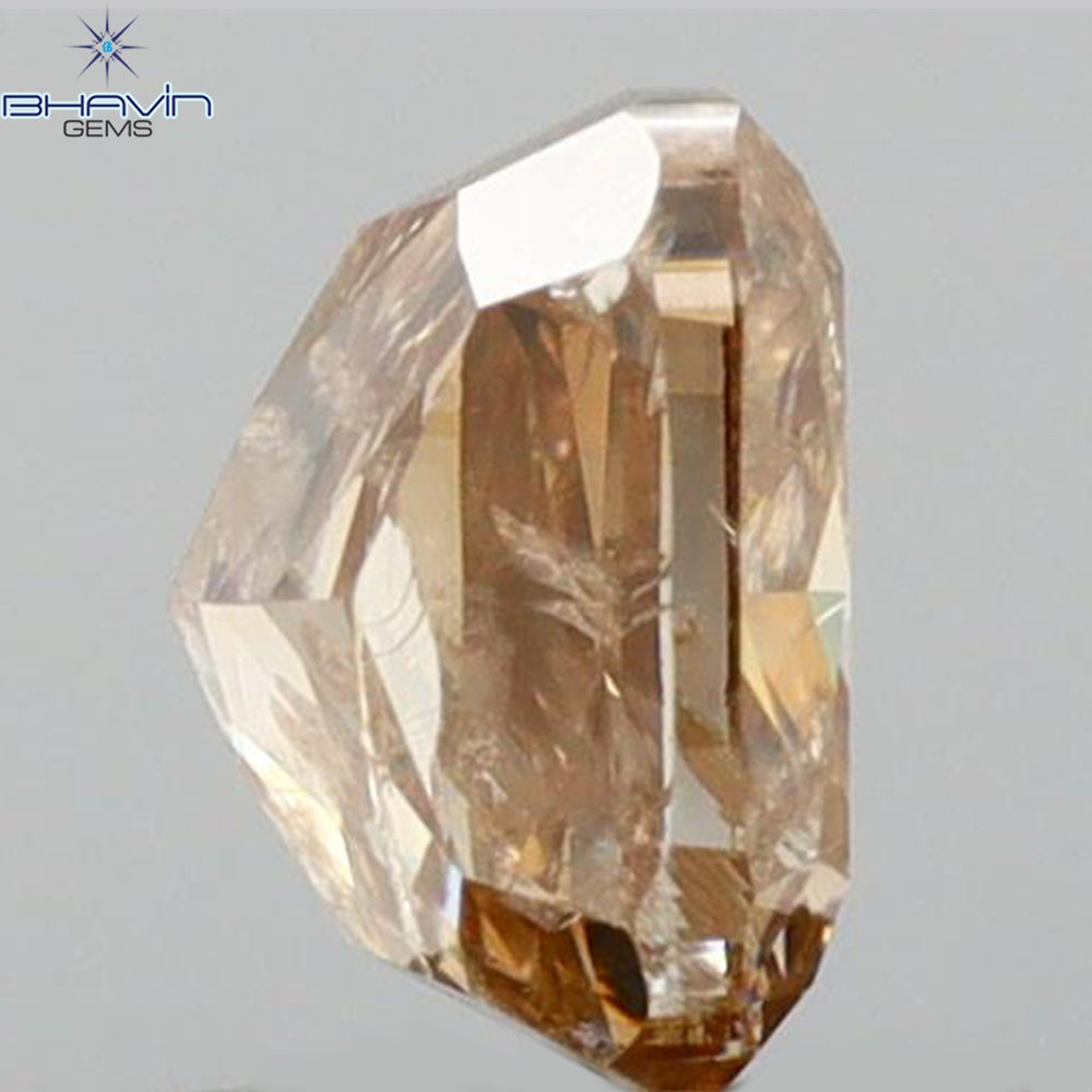 0.91 CT Cushion Shape Natural Diamond Brown Pink Color I2 Clarity (5.37 MM)