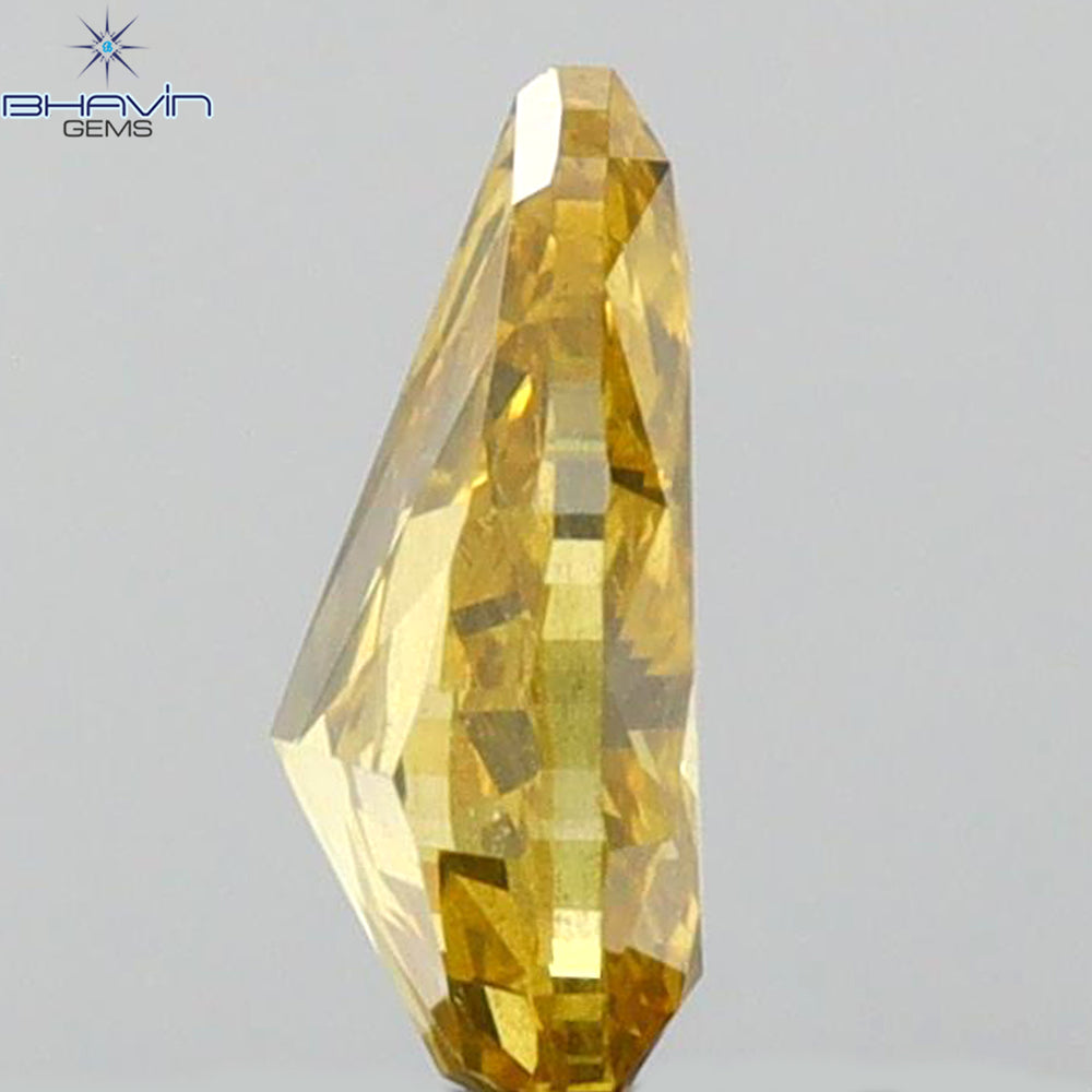 0.59 CT Pear Shape Natural Diamond Orange Color SI1 Clarity (6.78 MM)
