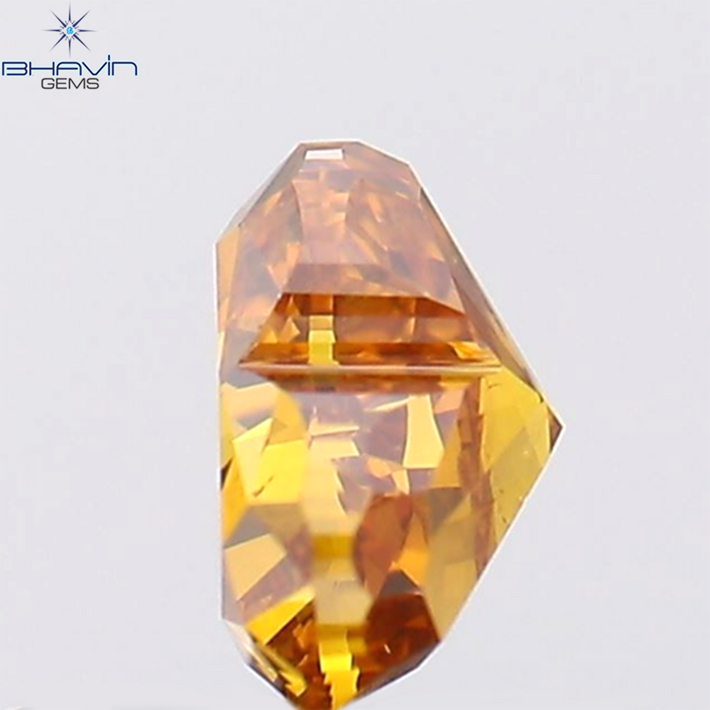 0.57 CT Heart Shape Natural Diamond Orange Color SI1 Clarity (5.22 MM)
