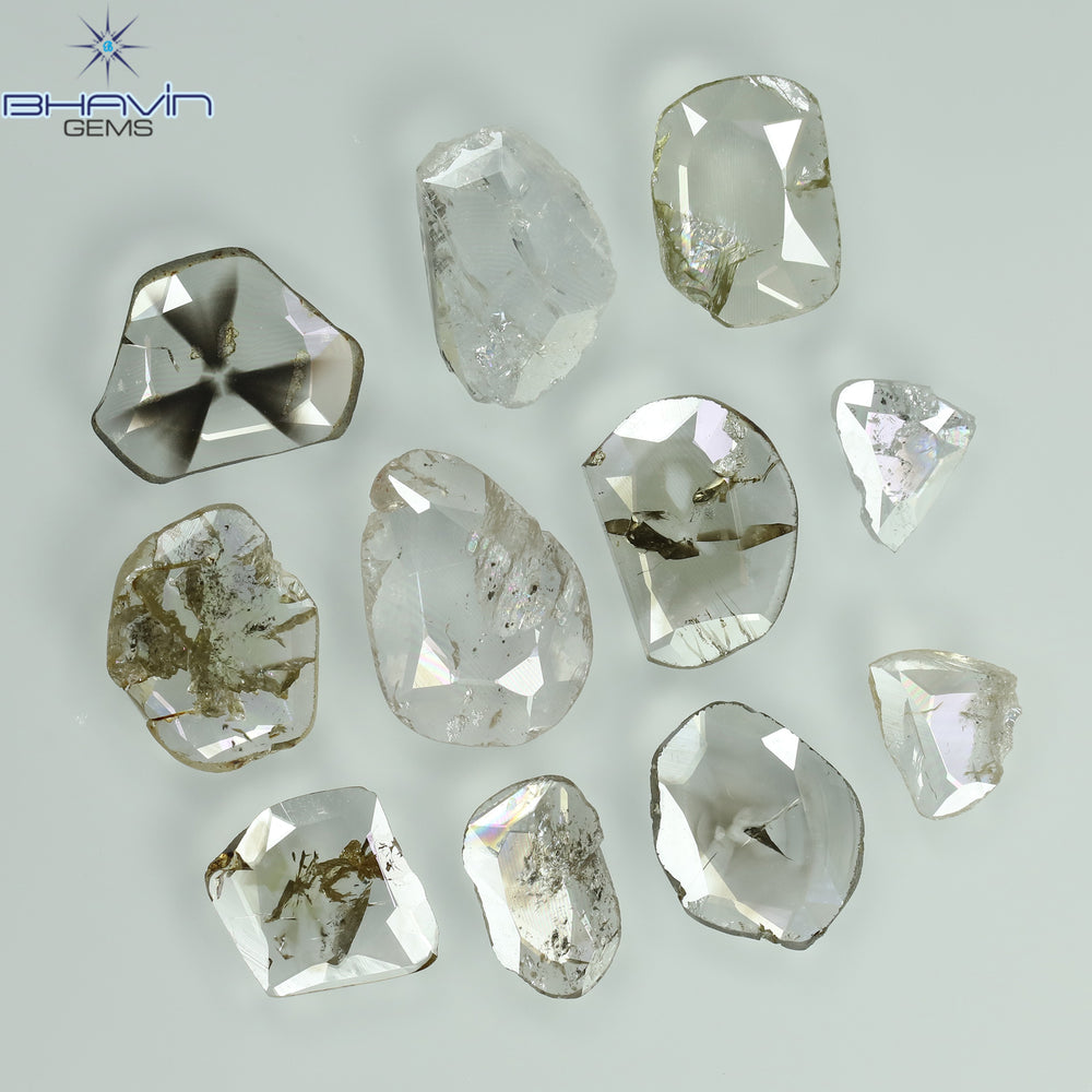 0.97 CT/7 ピース ローズカット ポルキ シェイプ ナチュラル ダイヤモンド ファンシー カラー I1 クラリティ (6.01 MM)