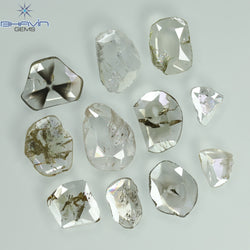 0.97 CT/7 ピース ローズカット ポルキ シェイプ ナチュラル ダイヤモンド ファンシー カラー I1 クラリティ (6.01 MM)