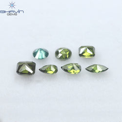 0.83 CT/7 Pcs Mix Diamond Natural Diamond Green-Blue Diamond Clarity SI (4.20 MM)