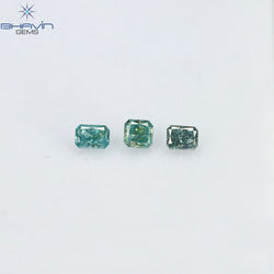 0.29 CT/3 Pcs Radiant Diamond Blue Color Natural Diamond Clarity SI2 (3.18 MM)