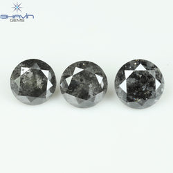 2.37 CT/3 Pcs Round Shape Natural Loose Diamond Salt And pepper Color I3 Clarity (5.60 MM)