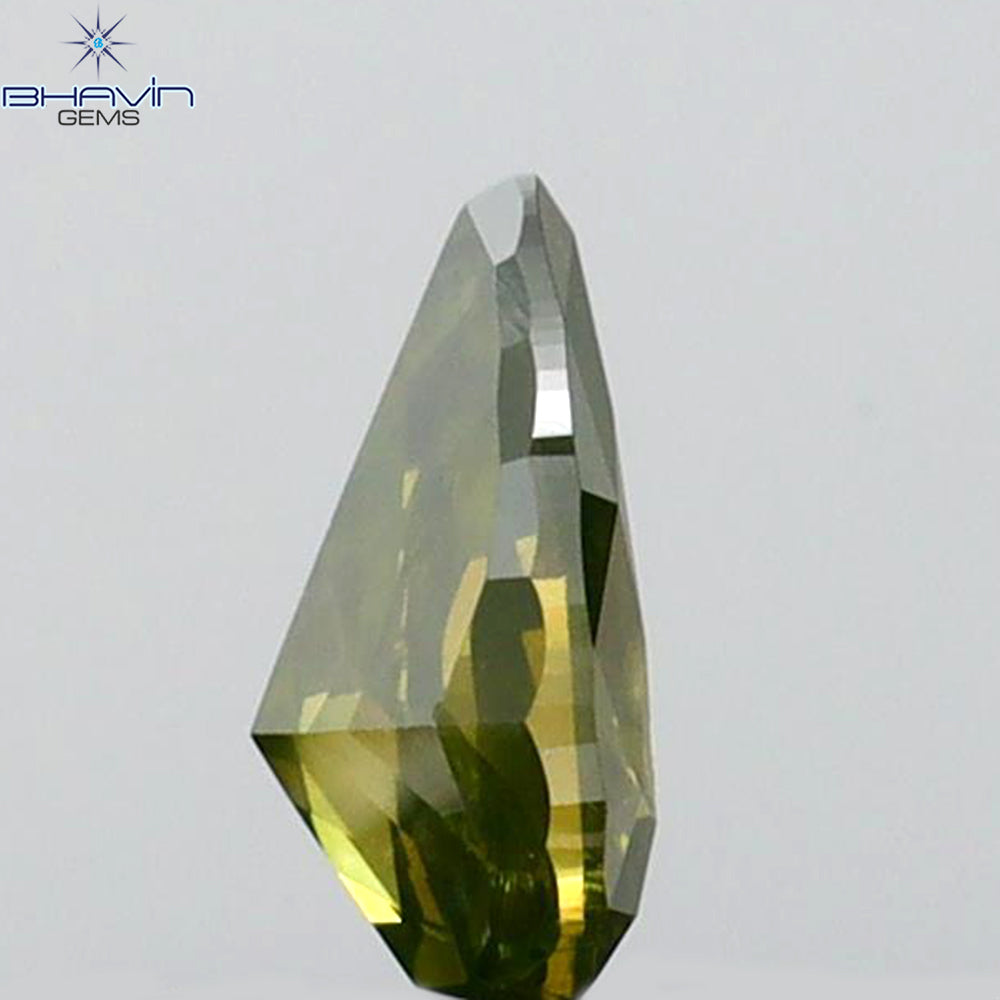 0.34 CT Pear Shape Natural Diamond Green Color SI2 Clarity (5.40 MM)
