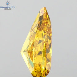 GIA Certified 1.07 CT Pear Diamond Enhanced Orange-Yellow Color (8.35 MM)