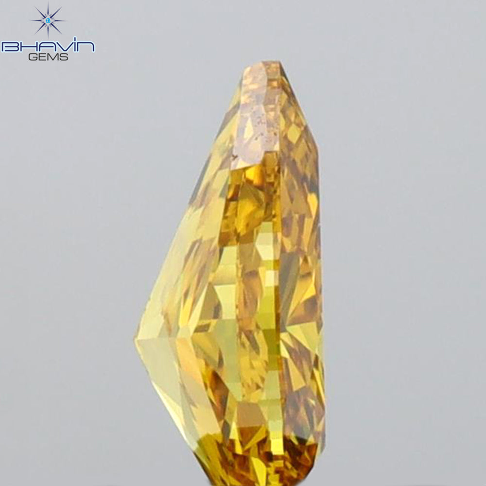 GIA Certified 0.51 CT Pear Diamond Brownish Orangy Yellow Color VS1 Clarity (6.30 MM)