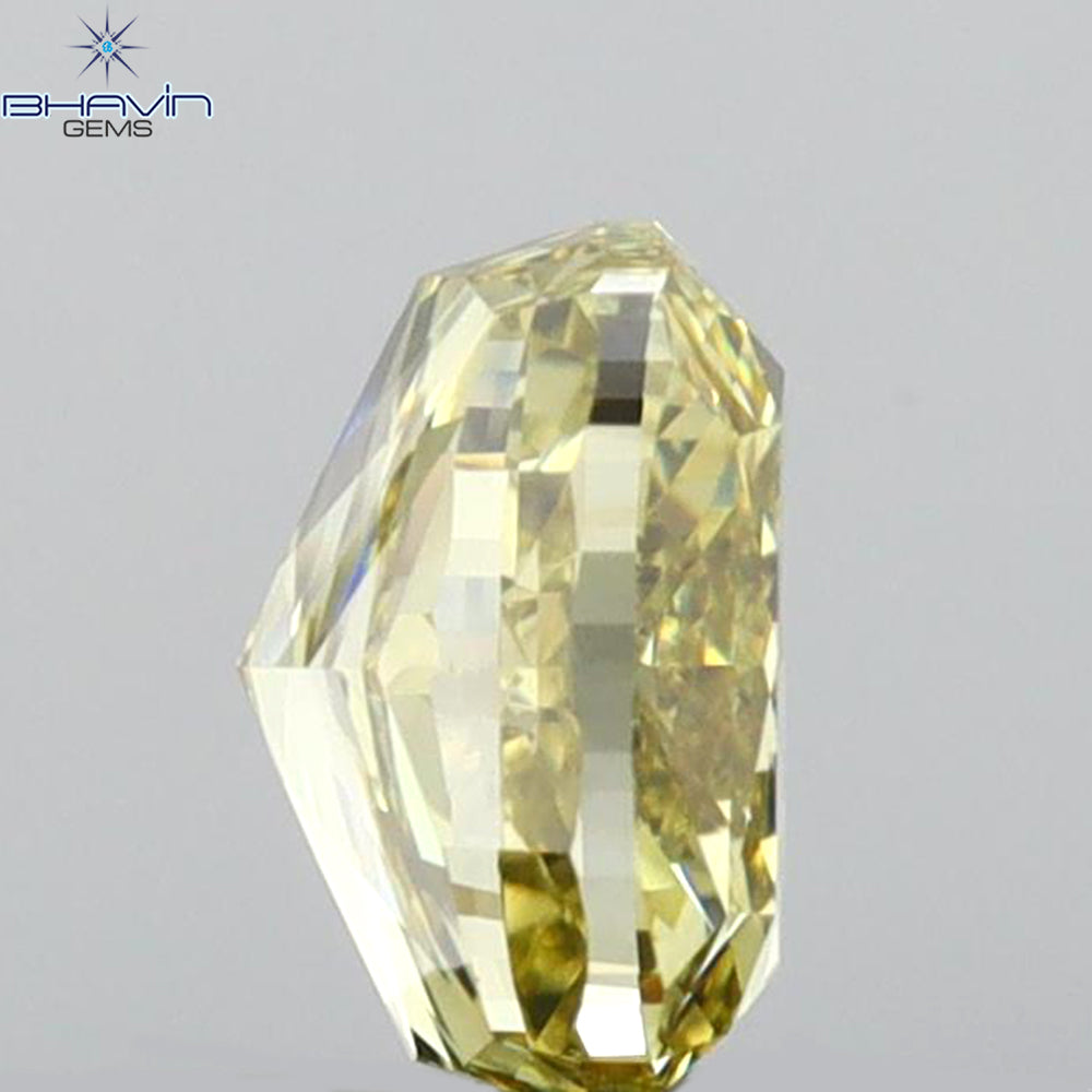 1.02 CT Cushion Diamond Brownish Greenish Yellow Color Natural Diamond VVS2 Clarity (5.92 MM)