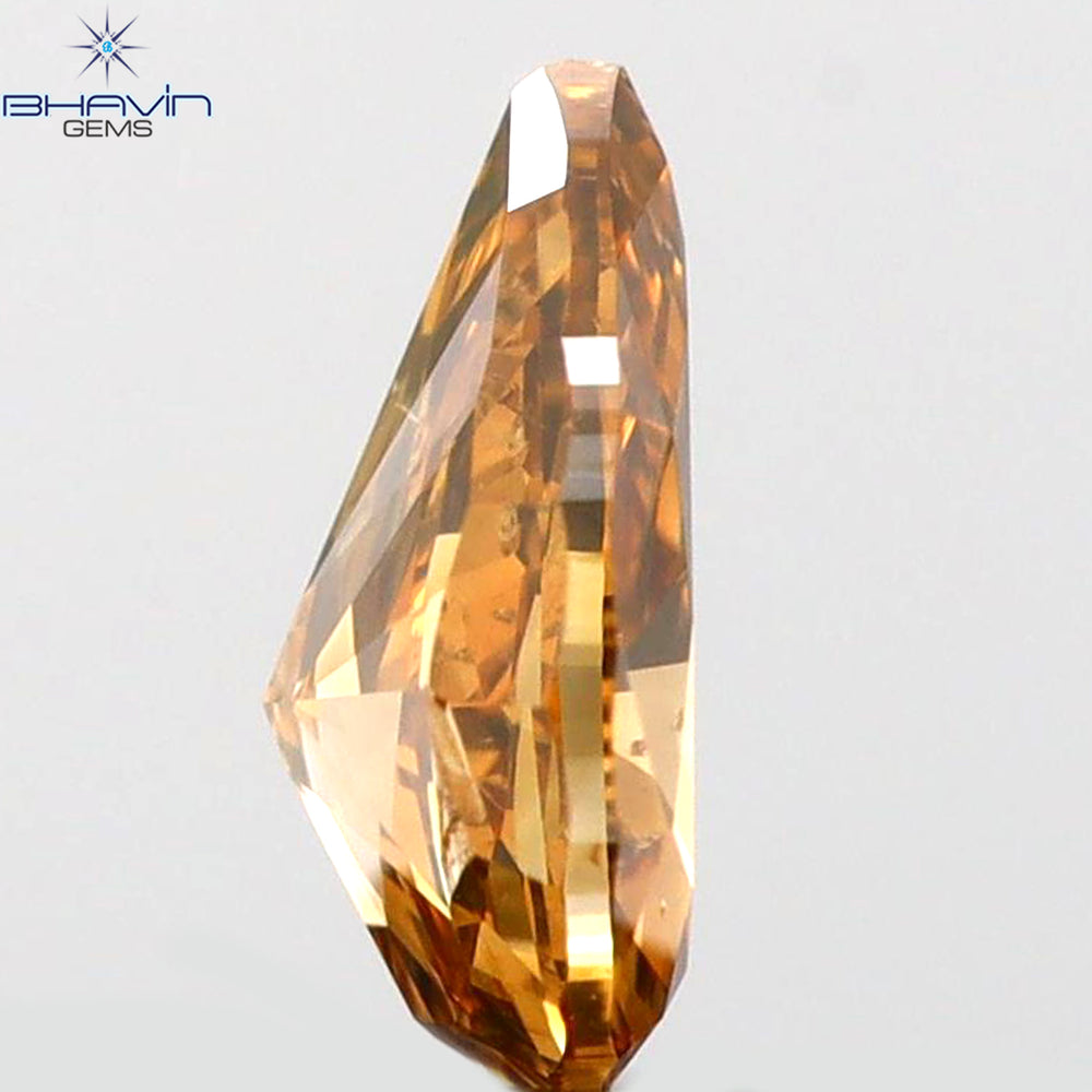 0.19 CT Pear Shape Natural Diamond Brown Orange Color SI1 Clarity (4.82 MM)