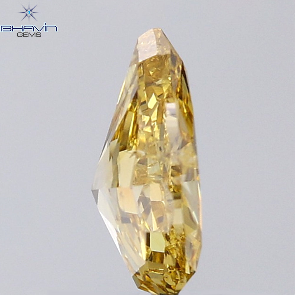 1.02 CT Pear Shape Natural Diamond Orange Color I1 Clarity (8.19 MM)