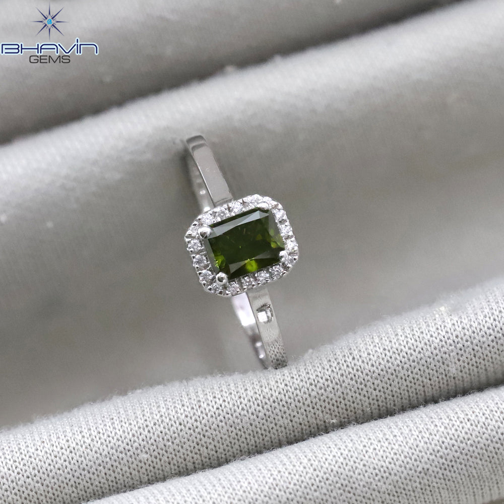 Radiant Diamond Green Color Natural Diamond Ring Engagement Ring