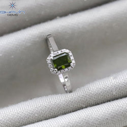 Radiant Diamond Green Color Natural Diamond Ring Engagement Ring