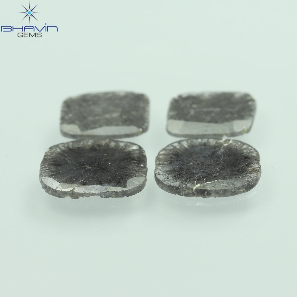 2.51 CT/4 PCS Slice Shape Natural Diamond Salt And Pepper Color I3 Clarity (8.42 MM)