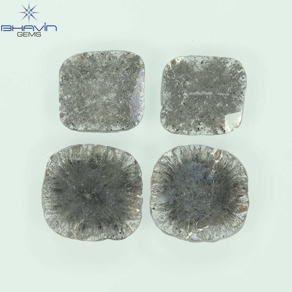 2.51 CT/4 PCS Slice Shape Natural Diamond Salt And Pepper Color I3 Clarity (8.42 MM)