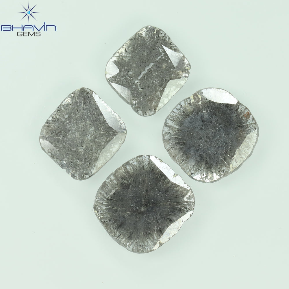 2.51 CT/4 PCS Slice Shape Natural Diamond Salt And Pepper Color I3 Clarity (8.42 MM)