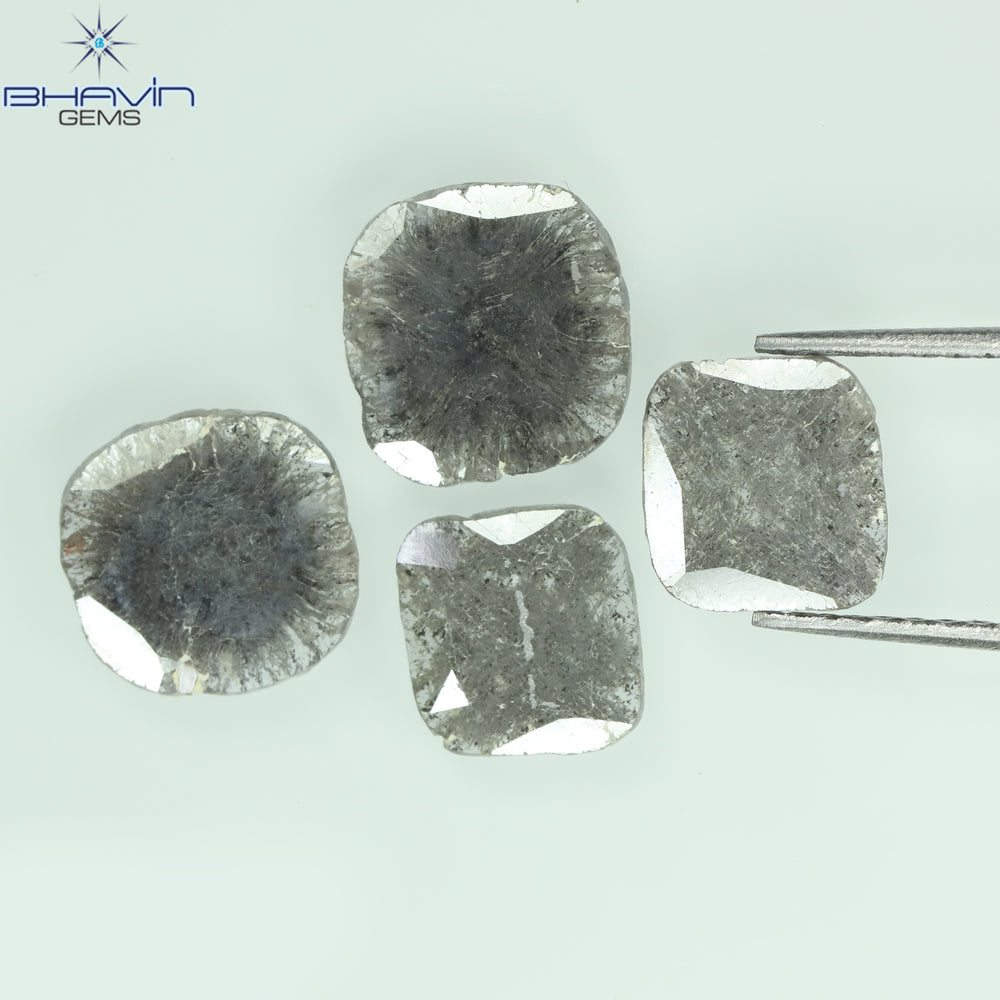 2.51 CT/4 PCS Slice Shape Natural Diamond Salt And Pepper Color I3 Clarity (8.42 MM)