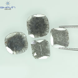 2.51 CT/4 PCS Slice Shape Natural Diamond Salt And Pepper Color I3 Clarity (8.42 MM)