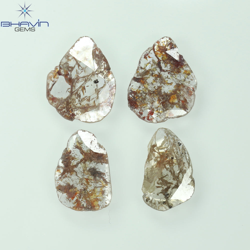 1.72 CT/4 Pcs Slice Shape Natural Loose Diamond Brown Color I3 Clarity (9.17 MM)