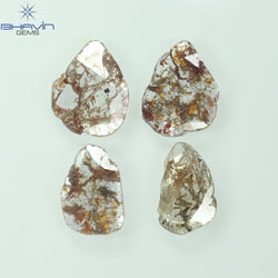 1.72 CT/4 Pcs Slice Shape Natural Loose Diamond Brown Color I3 Clarity (9.17 MM)