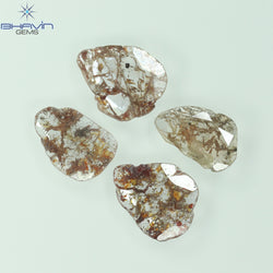 1.72 CT/4 Pcs Slice Shape Natural Loose Diamond Brown Color I3 Clarity (9.17 MM)