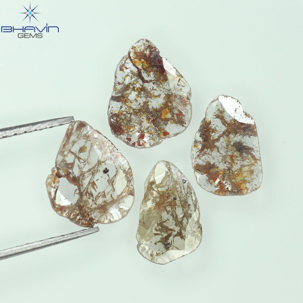 1.72 CT/4 Pcs Slice Shape Natural Loose Diamond Brown Color I3 Clarity (9.17 MM)