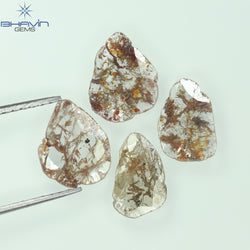 1.72 CT/4 Pcs Slice Shape Natural Loose Diamond Brown Color I3 Clarity (9.17 MM)