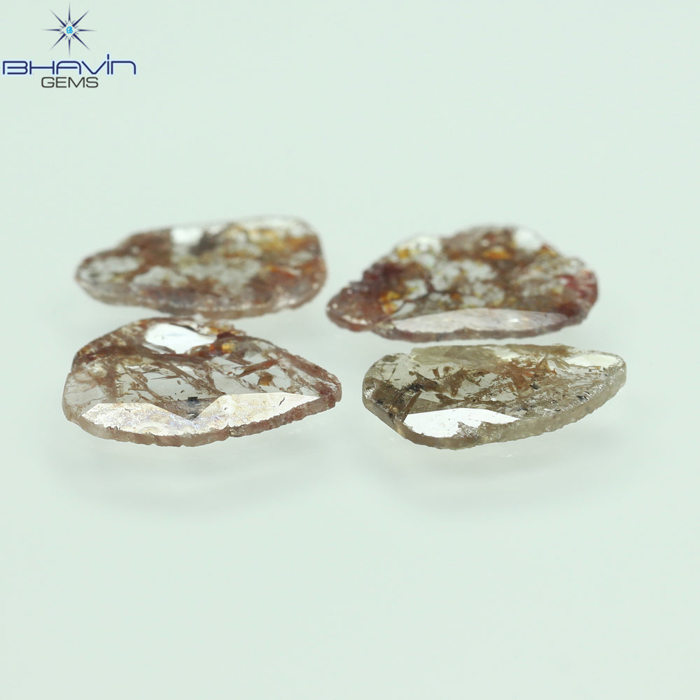 1.72 CT/4 Pcs Slice Shape Natural Loose Diamond Brown Color I3 Clarity (9.17 MM)