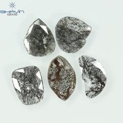 3.10 CT (5 Pcs) Slice Shape Natural Diamond Salt And Pepper Color I3 Clarity (10.62 MM)