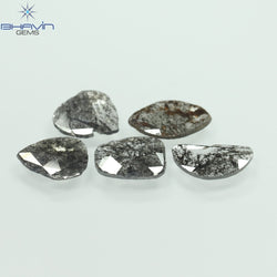 3.10 CT (5 Pcs) Slice Shape Natural Diamond Salt And Pepper Color I3 Clarity (10.62 MM)