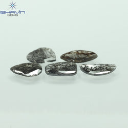 3.10 CT (5 Pcs) Slice Shape Natural Diamond Salt And Pepper Color I3 Clarity (10.62 MM)