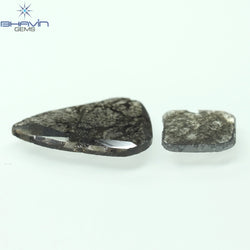 1.75 CT/5 ピース スライス形状 天然ダイヤモンド ソルト アンド ペッパー カラー I3 クラリティ (10.45 MM)